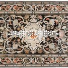 Pietradura Fine Arts Stone Black Marble Top Inlay Dining Marquetry Table H3371