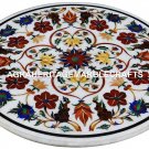White Marble Coffee Table Top Carnelian Inlay Marquetry Arts Mosaic Decor H2977