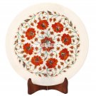 12'' Marble Dish Plate Carnelian Floral Art Inlay Marquetry Gift Art Decor H3588 12'' Marble Dish Plate Carnelian Floral Art Inlay Marquetry Gift Art Decor H3588