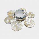 Marble Tea Coffee Coaster Set Abalone Inlay Stone Decorative Drinkware Art H4476 Marble Tea Coffee Coaster Set Abalone Inlay Stone Decorative Drinkware Art H4476