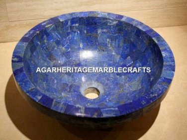 Marble Round Washbasin Lapis Lazuli Natural Stone Sink Living Room Decor H2061