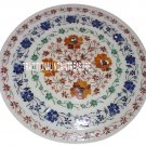 14" Marble Serving Round Plate Multi Stone Pietradure Inlay Kitchen Decor Gift