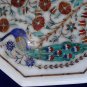 12" Marble Inlay Two Peacock Decor Table Marquetry Inlay Special Exclusive Decor