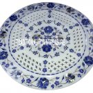 12" White Marble Coffee Table Serving Dish Tray Lapis Inlaid Decorative  Decor