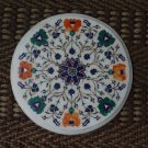12" Malachite Round Mosaic Coffee Top Table Semi precious Hakik Inlay Work Arts