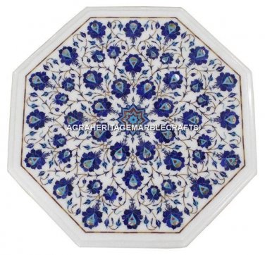 Marble Coffee Center Table Top Lapis Lazuli Mosaic Inlaid Decor Home Arts H1379