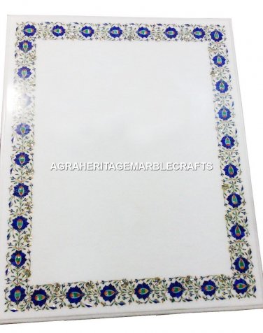Marble Center Dining Table Top Real Lapis Marquetry Inlay Work Art Decor H2478