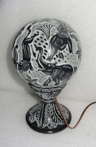 8" Marble Lamp Handmade Elephant Lion engraving design Electric Table Lamps Art