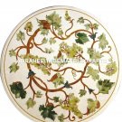 24" Marble Marquetry Top Coffee Table Malachite Gems Inlay Art Patio Decor H2952