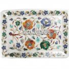6"x9" Marble Serving Tray Marquetry Floral Inlay Halloween Kitchen Decor H3014