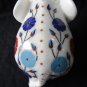 White Marble Elephant Sculpture Multi Floral Marquetry Inlay Living Room Decor