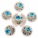 Marble Coaster Set Turquoise Stone Art Inlay Kitchen Table Decor Home Gift H3566 Marble Coaster Set Turquoise Stone Art Inlay Kitchen Table Decor Home Gift H3566