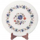 White Marble Round Plate Semi Precious Inlay Marquetry Floral Work Decor H1280 White Marble Round Plate Semi Precious Inlay Marquetry Floral Work Decor H1280