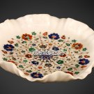 14" Luxuryous Marble Serving Bowl Multi Floral Gemstones Kitchen Table Decor Art 14" Luxuryous Marble Serving Bowl Multi Floral Gemstones Kitchen Table Decor Art