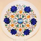 12" Marble Design Plate Lapis Floral Mosaic Collectible Arts Inlay Decor Gifts 12" Marble Design Plate Lapis Floral Mosaic Collectible Arts Inlay Decor Gifts