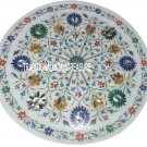 12" Marble White Round Dish Plate Mosaic Work Inlay Art Home Kitchen Decor Gifts