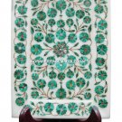 9"x6" Marble Tray Pietra Dura Malachite Marquetry Inlaid Mosaic Home Decor H1850