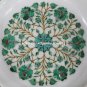 Marble Dry Fruit Bowl Malachite Floral Inlay Pietra Dura Kitichen Art Gifts H1402