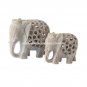 Marble Filligree Design Elephant Statue Soapstone Handcarved Gift Decor H4653