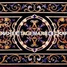 Black Marble Dining Table Top Pietradura Inlay Marquetry Occasional Decor H2892