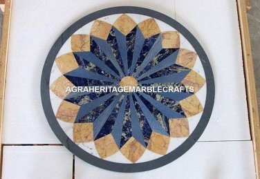 24" Marble Coffee Top Table Marquetry Inlay Fine Arts Halloween Gift Decor E01