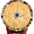 12" Black Marble Coffee Table Top Abalone Stone Home Garden Decor Marquetry Art