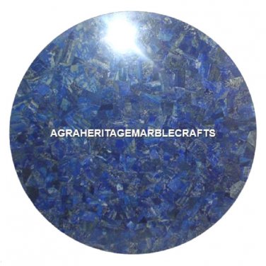 Marble Round Dining Room Table Lapis Lazuli Marquetry Inlay Patio Decor H1680