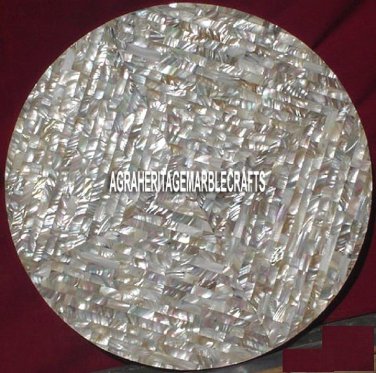 Marble End Seashell Coffee Table Top Slab Gemstone Inlay Art Outdoor Decor H3892