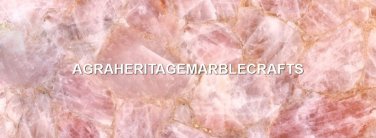 Beautiful Marble Dining Top Table Rose Quartz Stones Inlay Furniture Decor H5601