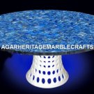 Marble Dining Table Top Mosaic Lapis Stone Inlay Pietra Dura Outdoor Decor H2054