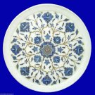 White Marble Serving Dish Plate Lapis Gemstone Inlay Marquetry Art Kitchen Decor White Marble Serving Dish Plate Lapis Gemstone Inlay Marquetry Art Kitchen Decor