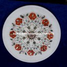 Marble Kitchen Decorative Plate Handmade Inlay Arts Carnelian Floral Decor H4076