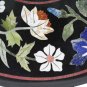 24" Black Table Top Coffee Birds Mosaic Handmade Marquetry Home Decorative Arts
