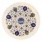 White Marble Plate Pauashell Pietra Dura Gemstone Inlay Kitchen Arts Decor H3577