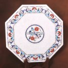 12'' Marble Tiles/Plate Rare Semi Precious Gemstone Inlay Arts Decor Gifts H3715