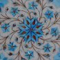 12" White Marble Eid Special Mosaic Coffee Table Turquoise Inlay Marquetry Work