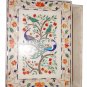 12"x8"x4" Marble Jewelry Box Peacock Mosaic Inlaid Hakik Marquetry Decor H2900
