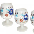 Marble 4 Pcs Wine Glass Real Inlay Stone Marquetry Table Deco Casino Glass H1350