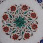 12" Marble Table Top Inlaid PietraDura Foral Stones Christmas Decorative Gifts