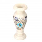 9"x4'' Marble Flower Vase Multi Floral Art Inlay Beautiful Home Decor Gift H3611