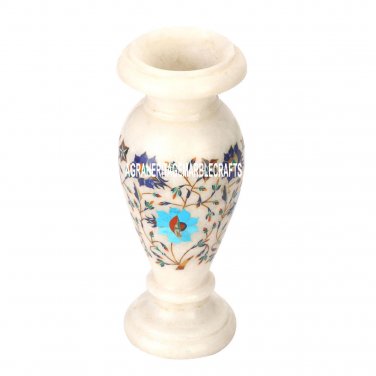 9"x4'' Marble Flower Vase Multi Floral Art Inlay Beautiful Home Decor Gift H3611