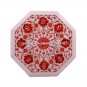 12" Marble Kitchen Table Top Carnelian Inlay Floral Home Furniture Decor E112