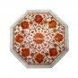 12" Marble Kitchen Table Top Carnelian Inlay Floral Home Furniture Decor E112
