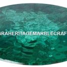 Green Marble Coffee Table Top Malachite Gems Marquetry Collectible Decor H2459