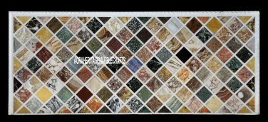 Black Rare Marble Dining Table Top Multi Cubes Inlay Stone Garden Decor H3277
