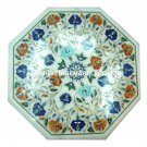 12" Marble White Coffee Table Inlay Lapis Hakik Floral Mosaic Inlaid Decor H3069 12" Marble White Coffee Table Inlay Lapis Hakik Floral Mosaic Inlaid Decor H3069