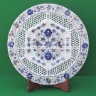 Attractive Marble Round Plate Lapis Grill Inlay Work Home Occasional Decor H4527