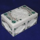 Marble Rectangular Malachite Inlaid Trinket Jewelry Box Lattice Work Inlay Gifts