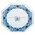 14'' White Marble Floral Coffee Table Top Real Lapis Inlay Marquetry Decor H3091 14'' White Marble Floral Coffee Table Top Real Lapis Inlay Marquetry Decor H3091