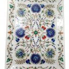 9"x12" Marble White Tray Plate Real Lapis Mosaic Gemstone Inlay Floral Art Decor 9"x12" Marble White Tray Plate Real Lapis Mosaic Gemstone Inlay Floral Art Decor